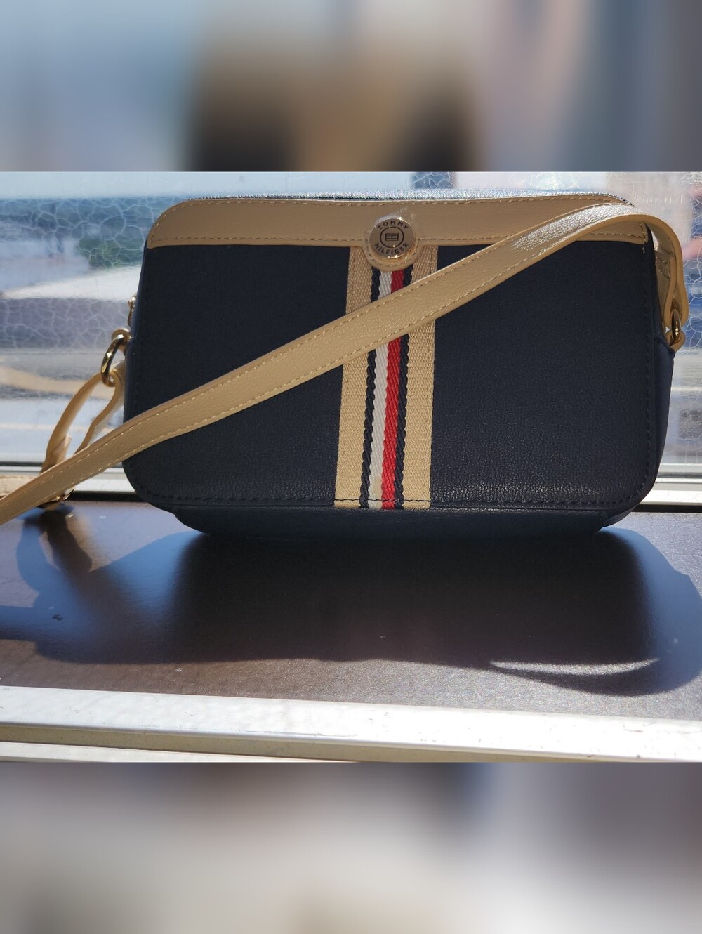 Tommy Hilfiger Navy & Cream Stripe Women's Purse. Small. New Without Tags